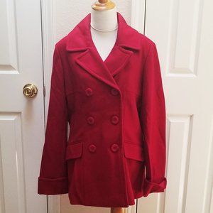 Moda International Red Pea Coat L